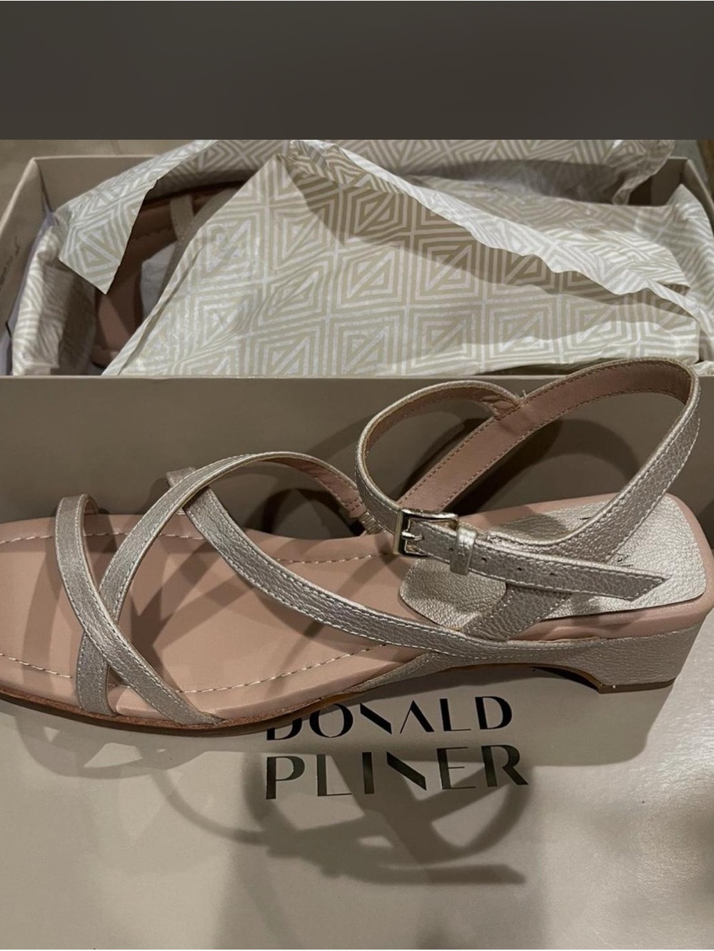 Donald J. Pliner Metallic Silver Strappy Slingback Sandals
